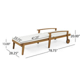 Outdoor Acacia Wood Chaise Lounge, 5-Position Adjustable Recliner Patio Lounge Chair with Water-Resistant Cushions