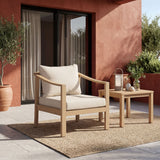 Patio Club Chair Outdoor Accent Chair Armchair with Soft Water-resistant Cushions & Weather-Resistant Acacia Wood Frame, Teak+Cream