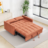 Pull-out Sleeper Sofa Bed Upholstered Loveseat 2-Seat Convertible Sofa Couch Lounge Sofa, Orange