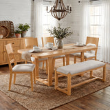 6pcs Extendable Dining Table Set Dining Set Family Kitchen Table Set with 4 Padded Dining Chairs & Bench, Natural