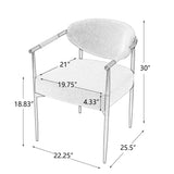 Set of 2 Dining Chairs Upholstered Dinner Chairs Arm Chairs Modern Accent Chairs with Padded Seat & Iron Frame