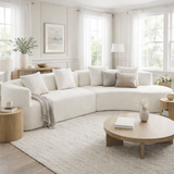 132" Curved Modern Sectional Sofa, 2-Piece Chenille Modular Couch with 4 Pillows for Living Room, Beige