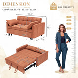 Pull-out Sleeper Sofa Bed Upholstered Loveseat 2-Seat Convertible Sofa Couch Lounge Sofa, Orange
