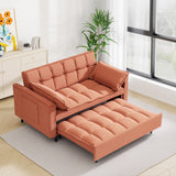 Pull-out Sleeper Sofa Bed Upholstered Loveseat 2-Seat Convertible Sofa Couch Lounge Sofa, Orange