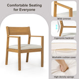 6pcs Outdoor Dining Set for 6, Patio Furniture Set Dining Table Set with Chairs, Bench & Waterproof Cushions, Beige+Light Teak
