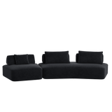 139" Modern Oversized Modular Sectional Sofa Set, DIY Upholstered Fluffy Chenille Sofa with Soft Pillows, Deep Seat Couch & Sofa Bed, Dark Gray