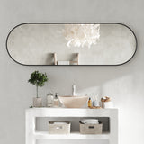 63'' x 20'' Oval Full-Length Mirror Wall Mirror HD Body Mirror, Aluminum Frame