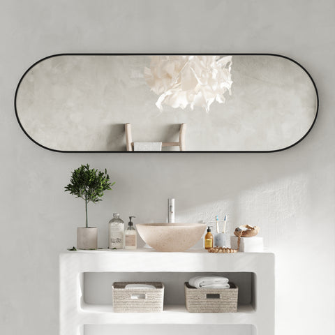 63'' x 20'' Oval Full-Length Mirror Wall Mirror HD Body Mirror, Aluminum Frame