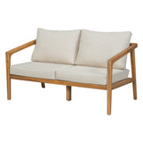 Acacia Wood Outdoor Loveseat Sofa Patio Sofa with Cushions, Teak+Beige