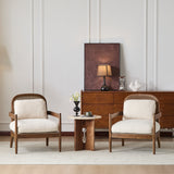 Set of 2 Accent Chair Mid-Century Modern Armchair Reading Chair Leisure Chair with Cushion & Solid Wood Frame, Beige & Brow