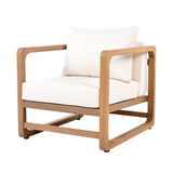 Outdoor Accent Chair Patio Club Chair Leisure Armchair with Weather-resistant Cushion & Acacia Wood Frame