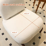 Set of 2 Accent Chair with Solid Wood Legs & Soft Cushion, Velvet Reading Armless Chair Lounge Chair, White