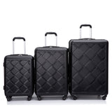 8-Piece Hardshell Travel Luggage Set, 20"/24"/28" ABS Suitcases with Spinner Wheels, Portable Handbag, 4 Storage Bags, Black