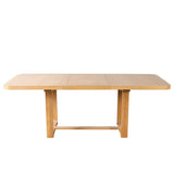 Extendable Dining Table Solid Wood Dinner Table Rectangular Kitchen Table Desk with Rounded Corner & Foot Pad, Natural