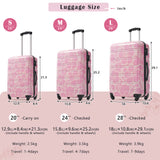 3-Piece Floral Hardshell Luggage Set with TSA Lock & Spinner Wheels - 20”+24”+28” Lightweight Suitcases, Pink