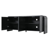 TV Stand for TVs up to 70", Curved TV Console Media Storage Cabinet Entertainment Center Sideboard with Adjustable Shelves, Black
