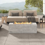 Outdoor Rectangular Propane Fire Pit, 40,000 BTU MGO Patio Fireplace, Stainless Steel Burner, Free Lava Rocks & Waterproof Cover
