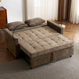 56.9"W Loveseat Sofa, Pull-Out Sleeper Sofa Bed with Adjustable Backrest, Side Pockets, Two USB Ports and A Phone Holder