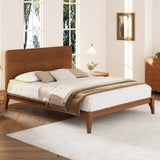 Queen Size Bamboo Platform Bed Frame with Wood Support Slat, Mid-Century Modern Style, Easy Assembly, Brown-ModernLuxe