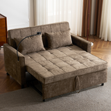 56.9"W Loveseat Sofa, Pull-Out Sleeper Sofa Bed with Adjustable Backrest, Side Pockets, Two USB Ports and A Phone Holder