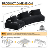 139" Modern Oversized Modular Sectional Sofa Set, DIY Upholstered Fluffy Chenille Sofa with Soft Pillows, Deep Seat Couch & Sofa Bed, Dark Gray