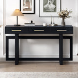 57"W Elegant Console Table with 3 Drawers and Irregular Legs, Extra Long Entryway Table, Black