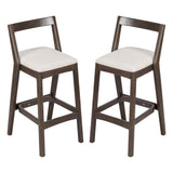Set of 2 Rubberwood Barstools Counter Stools, Ergonomic Backrest for Kitchen Home Bar Cafe