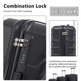 3PCS ABS Luggage Set Suitcase with Spinner Wheels & Combination Lock, 20"+24"+28", Black