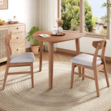 3-Piece Modern Dining Table Set, Triangular Side Table & 2 Curved Wood Chairs for Small Living Room Kitchen Studio