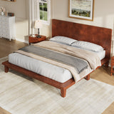 Full Size Platform Bed Frame with Headboard, Mid-Century Modern Style Bed Frame
