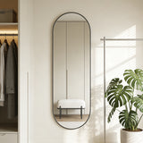 63'' x 20'' Oval Full-Length Mirror Wall Mirror HD Body Mirror, Aluminum Frame