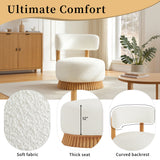 Upholstered Accent Chair Ergonomic Lounge Chair Round Armless Chair with Curved Back & Thick Cushion, Beige