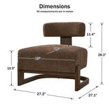 Armless Accent Chair, Single Sofa Chair with C‑Shape Curved Floating Wood Base & Removable Back Cushion for Living Room