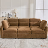 85.4" Modular Sectional Sofa Couch, Convertible Sofa Bed with Movable Ottoman, 2 USB Ports & Phone Holder