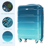 3pcs 20" Luggage Set with Travel Duffel Bag, Wet-Dry Toiletry Bag, TSA Lock & Spinner Wheels, Hard Shell Carry-On Suitcase, Blue
