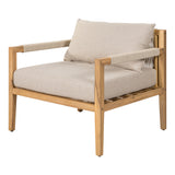 Outdoor Accent Chair Patio Club Chair Leisure Armchair with Weather-resistant Cushion & Acacia Wood Frame