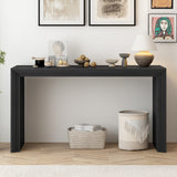 59.2"W Modern Style Console Table with Paulownia Solid Wood Veneer, Suitable for Foyer, Living Room or Entryway, Black