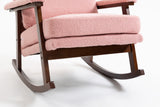 Velvet Upholstered Rocking Chair Mid Century Modern Accent Chair Lounge Chair Reading Armchair, Light Pink