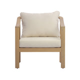 Patio Club Chair Outdoor Accent Chair Armchair with Soft Water-resistant Cushions & Weather-Resistant Acacia Wood Frame, Teak+Cream