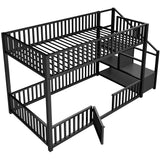 Twin Size Metal Bunk Bed Kid Bed Frame with Storage Ladder