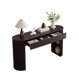 Curved Console Table Entryway Table Sofa Side Table Accent Table with 3 Drawers, Interchangeable Leg, 1 Storage-Leg, Espress