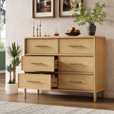6-Drawer Dresser, Storage Cabinet, Stylish Style, Suitable For Living Room and Dining Room Entrance, Large Size, Natural