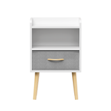 2-Tier Storage Nightstand End Table Side Table Storage Cabinet with Collapsible Fabric Drawer for Kids and Adults, White-ModernLuxe