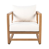 Outdoor Accent Chair Patio Club Chair Leisure Armchair with Weather-resistant Cushion & Acacia Wood Frame