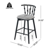 Set of 2 Barstools, Mid-Century Spindle Back Counter Stools with Upholstered Seat, Modern Kitchen Island Stools