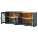 Farmhouse TV Stand for TVs Up to 70" with Semi-Arched Glass Doors, Two-Tone Media Console Sideboard with Adjustable Shelves