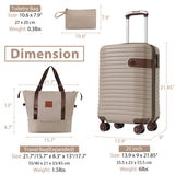 3pcs ABS Lightweight Hard Shell Carry on Luggage 20" Suitcase with Travel Bag, Spinner Wheels & TSA Lock