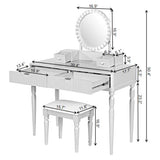 Luxury Makeup Vanity Desk Set with Stool, Vanity Table Dressing Table with Height-Adjustable Mirror & 4 Drawers-ModernLuxe