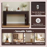 Curved Console Table Entryway Table Sofa Side Table Accent Table with 3 Drawers, Interchangeable Leg, 1 Storage-Leg, Espress