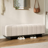 63.62'' Dining Bench Entryway Bench Tufted Ottoman Bench End of Bed Bench with Rubber Wood Legs